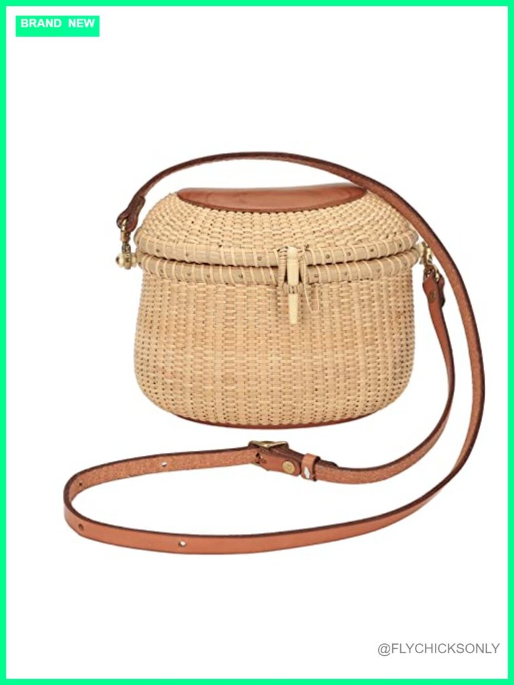Handwoven Rattan Wicker Shoulder Bag Leather Strap Crossbody Basket Purse